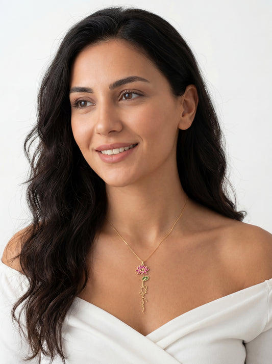 eJOYA Kişiye Özel İsimli Mor Kasımpatı Kolye 107501